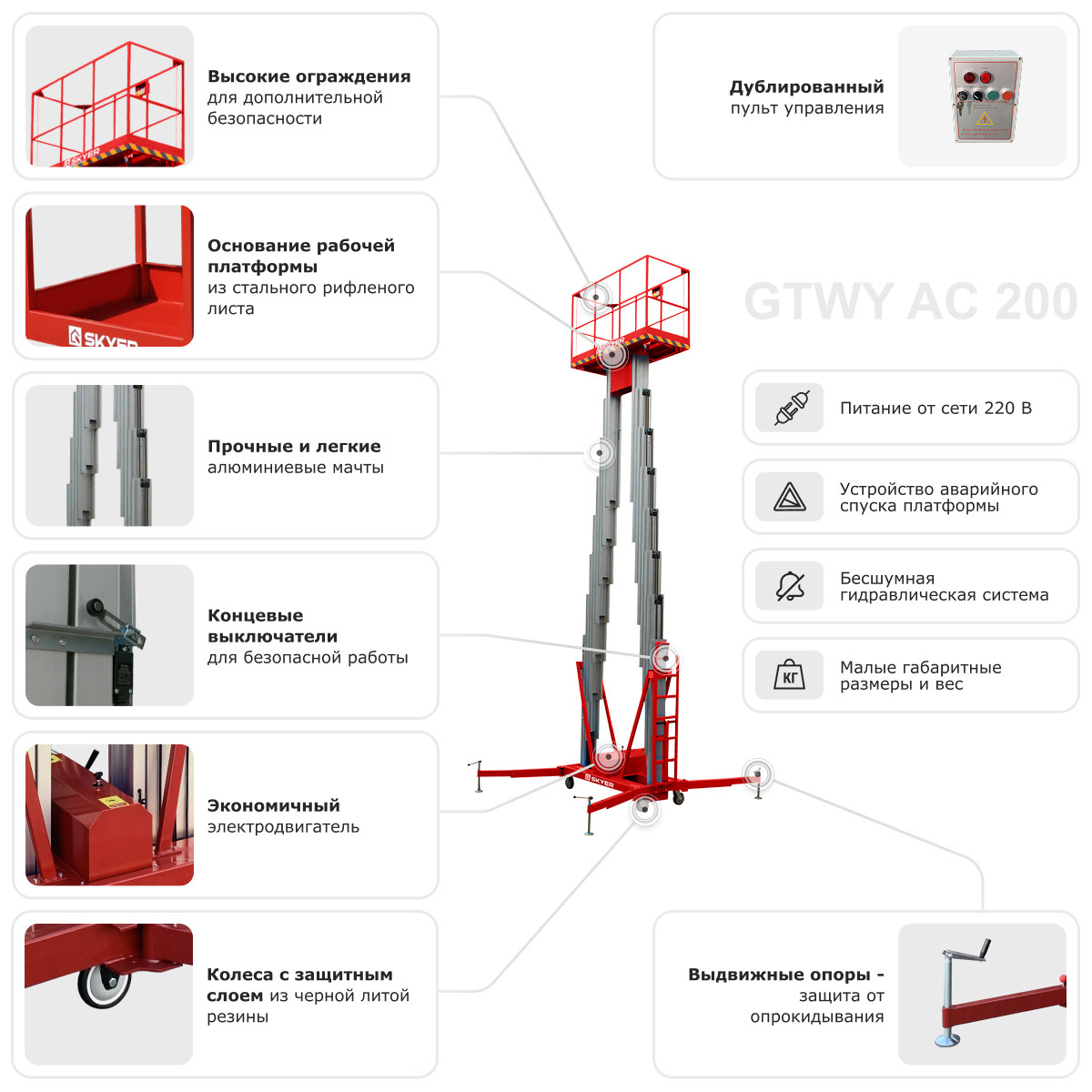 8 - Двухмачтовый подъемник SKYER GTWY12-200