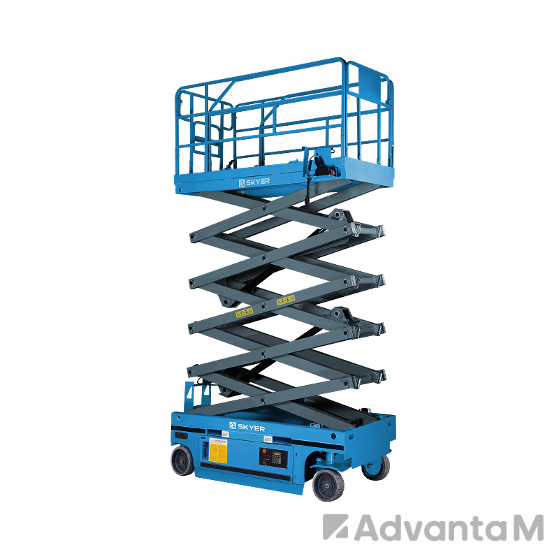 Самоходный ножничный подъемник с выдвижной платформой (узкий) SKYER PLH1032-LiM2